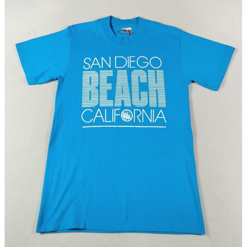Oneita San Diego Beach California Shirt‎ Mens Large Blue Graphic Tee Souvenir